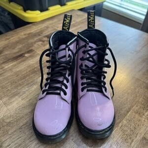 Doc Martens Kids Boots Size 10c Pink Patent Leather Lace Up/Side Zipper